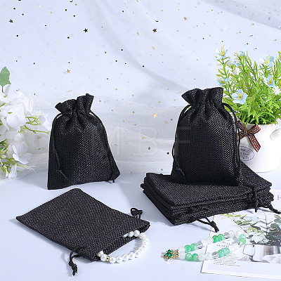 Beebeecraft Polyester Imitation Burlap Packing Pouches Drawstring Bags ABAG-BBC0001-02B-02-1