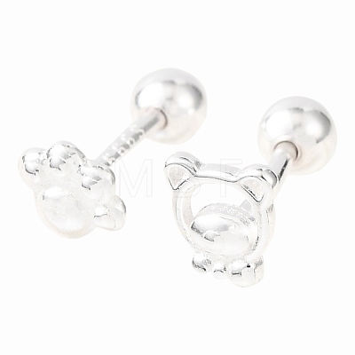 S999 Fine Silver Stud Earrings EJEW-C179-03S-1