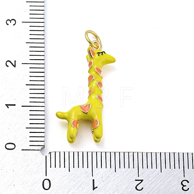 Giraffe Rack Plating Brass Enamel Pendants KK-Q804-15G-1