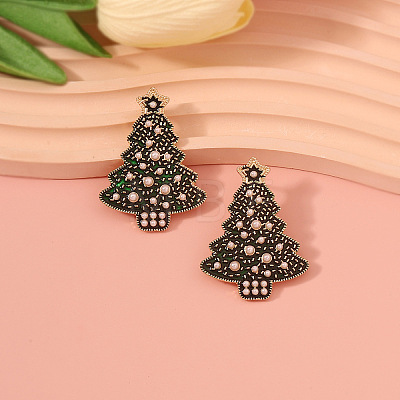 Christmas Tree  Alloy Enamel Stud Earrings FS-WG53A5C-02-1