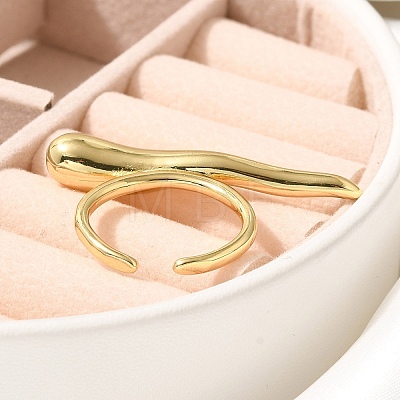 Rack Plating Brass Cuff Finger Rings for Women RJEW-C115-03G-1