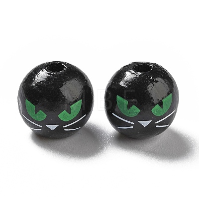 Halloween Spray Painted Wood Beads X1-WOOD-C002-03-1