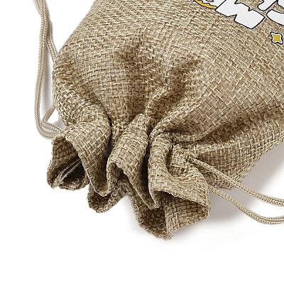 Christmas Printed Burlap Packing Pouches Drawstring Bags ABAG-Q053-02B-04-1