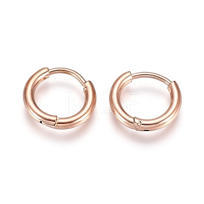 304 Stainless Steel Huggie Hoop Earrings EJEW-G272-02-8mm-RG-1