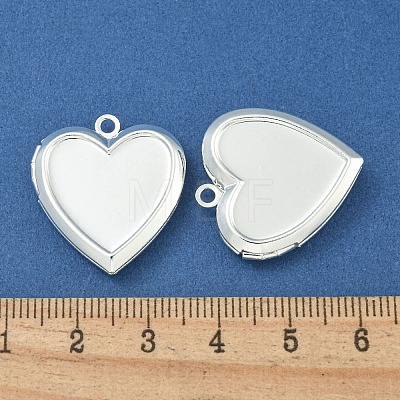 Rack Plating Heart Brass Locket Pendants KK-T071-11S-1