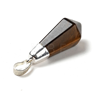 Natural Tiger Eye Pointed Pendants G-P474-02S-06-1