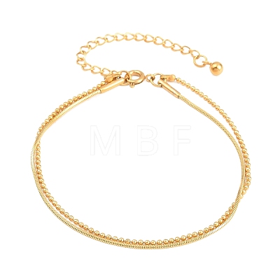 304 Stainless Steel Ball & Snake Chain Double Layered Bracelets for Women BJEW-F537-02G-1
