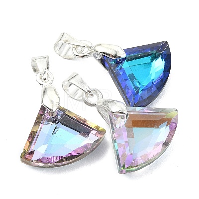 AB Color Plated Electroplate Glass Pendants PALLOY-JF05305-01-1