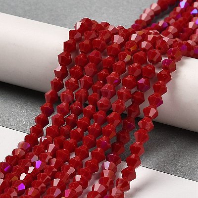 Opaque Solid Color Electroplate Glass Beads Strands GLAA-F029-P4mm-D01-1