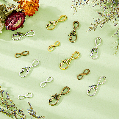120Pcs 6 Styles Tibetan Style Alloy Infinity with Hope Connector Charms TIBE-FH0001-20-1
