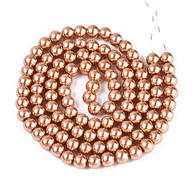 Baking Paint Pearlized Glass Pearl Round Bead Strands HY-Q330-8mm-50-1