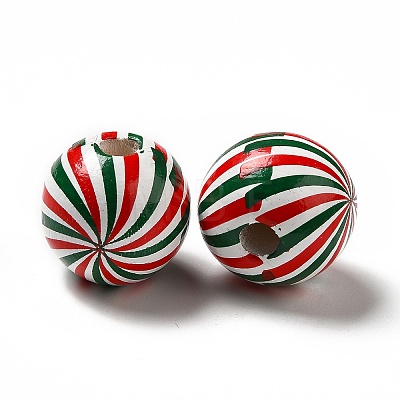 Christmas Theme Printed Natural Wooden Beads WOOD-L020-A04-1