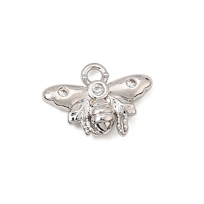 Brass Micro Pave Clear Cubic Zirconia Charms CU-CBA3D76-03P-03-1