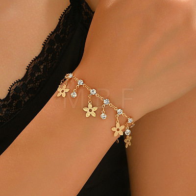 Iron Glass Flower Tassel Anklets for Women WGB596B-01-1