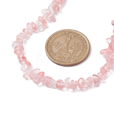 Synthetic Cherry Quartz Glass Chip Beaded Necklace NJEW-JN04616-01-1