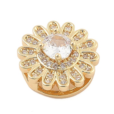 Brass Micro Pave Cubic Zirconia Slide Charms ZIRC-I068-12G-1