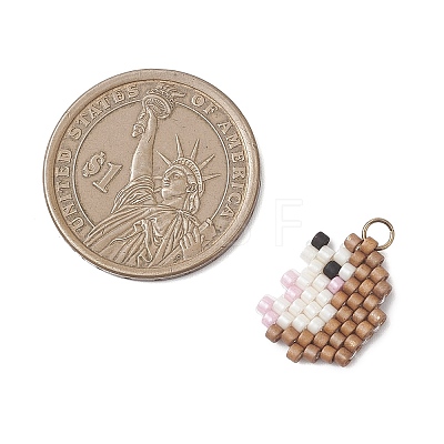 2Pcs 2 Styles Beaded Apple & Hedgehog Charms PALLOY-MZ01094-1