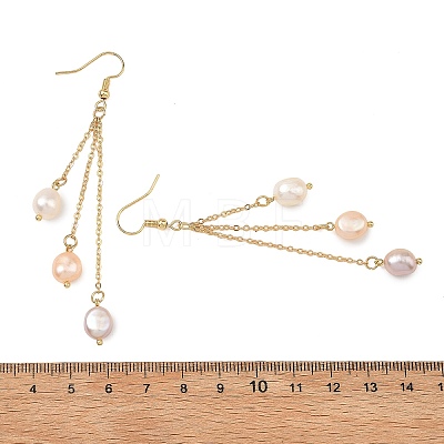 Natural Cultured Freshwater Pearl Tassel Dangle Earrings EJEW-JE07381-02-1