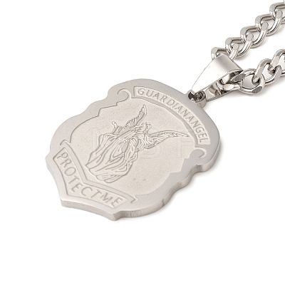 201 Stainless Steel Guardian Holy Angel Saint Michael Pendant Twisted Chain Necklaces NJEW-Q002-05P-1