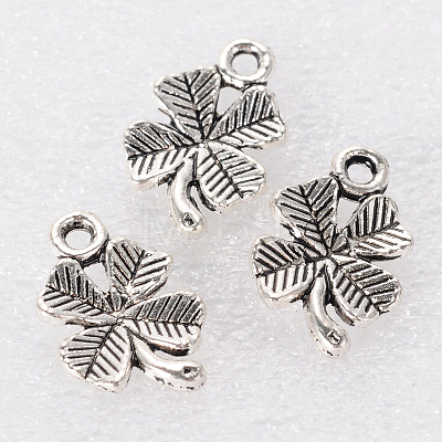 Tibetan Style Alloy Clover Charms X-TIBEP-2765-AS-RS-1