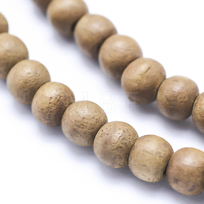 Natural Camphor Wood Beads Strands WOOD-P011-10-10mm-1