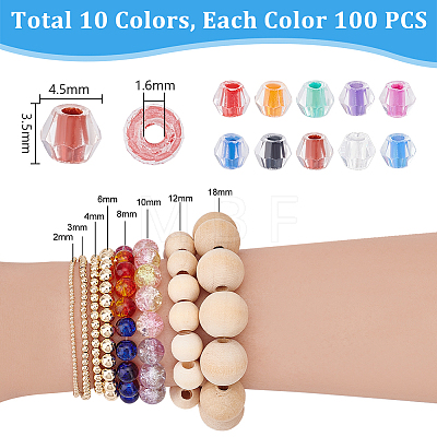 10 Set 10 Colors Transparent Glass Beads GLAA-PH0003-34-1