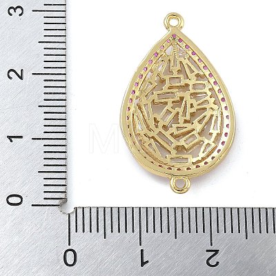 Rack Plating Brass Orchid & Clear Cubic Zirconia Teardrop Connector Charms KK-A234-073G-1