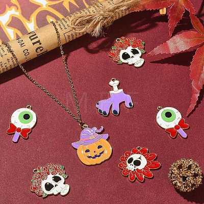 30Pcs 5 Styles Halloween Theme Alloy Enamel Pendants ENAM-CJ0005-10-1