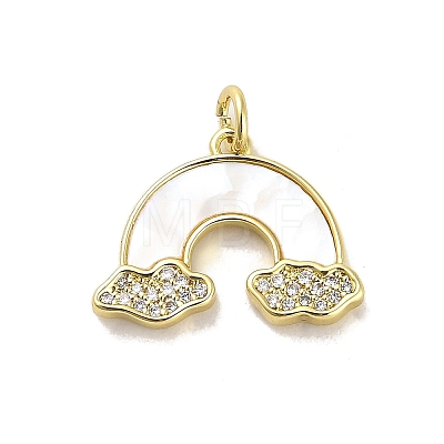 Brass Micro Pave Clear Cubic Zirconia Pendants KK-K365-17G-1