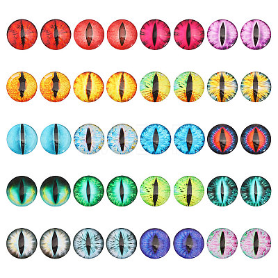 CHGCRAFT 40Pcs 20 Colors Luminous Self Adhesive Glass Eyes Cabochons DIY-CA0006-28-1