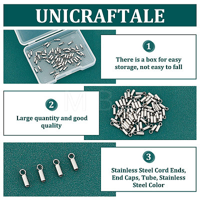 Unicraftale 304 Stainless Steel Cord Ends STAS-UN0011-76P-1