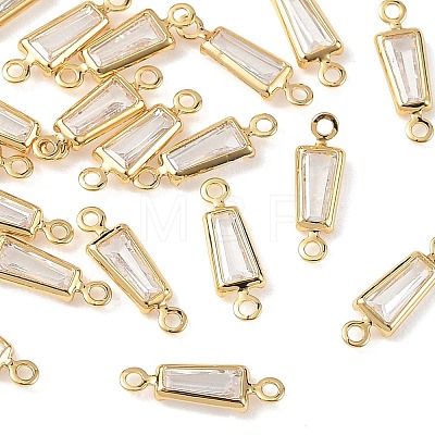 SHEGRACE Brass Pave Cubic Zirconia Trapezoid Connector Charms XGRQ2O049-444A-G-1