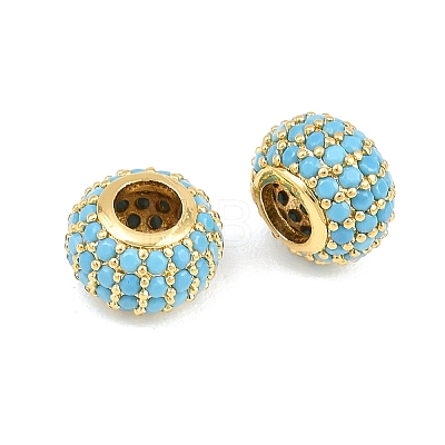 Brass Micro Pave Cubic Zirconia European Beads RB-CBAB488-01-1