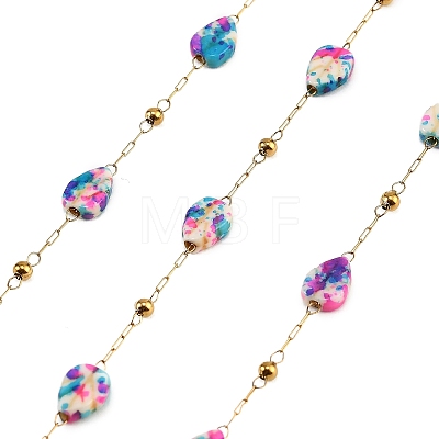 Handmade Stainless Steel & Natural Shell Beaded Link Chains SA-CBA6C37-01G-01-1