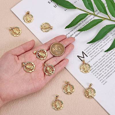 10Pcs Rack Plating Brass Micro Pave Cubic Zirconia Pendants KK-SZ0001-78-1