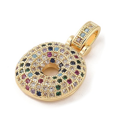 Brass Micro Pave Cubic Zirconia Pendants ZIRC-P121-01G-O-1