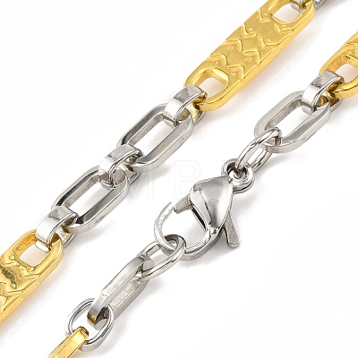 201 Stainless Steel Rectangle inks Chain Necklace NJEW-F22-39L-GP-1