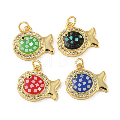 Brass Micro Pave Cubic Zirconia Pendants KK-K356-20G-1