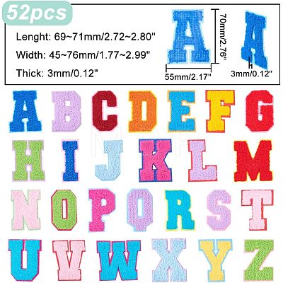 Alphabet Towel Embroidery Style Cloth Iron on/Sew on Patches DIY-WH0308-183-1