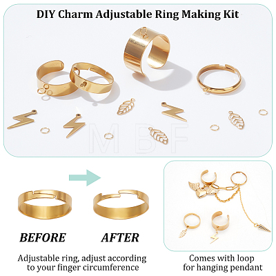  DIY Charm Adjustable Ring Making Kit DIY-NB0010-01-1