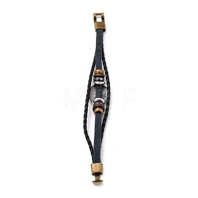 Braided Leather Cord Retro Multi-strand Bracelets BJEW-L616-20H-1