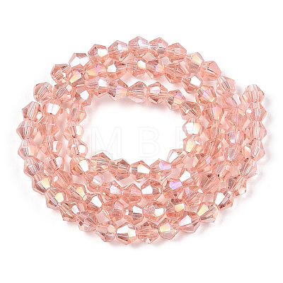 Transparent Electroplate Glass Beads Strands GLAA-F029-4mm-A15-1