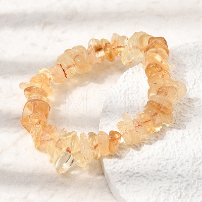 Heated Natural Citrine Chip Beaded Stretch Bracelets GG-CBA0FEA-01B-1