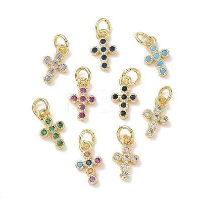Brass Micro Pave Cubic Zirconia Charms KK-L268-015G-B-1