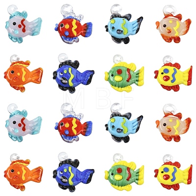 8Pcs 8 Colors Handmade Lampwork Pendants LAMP-YW0004-33-1