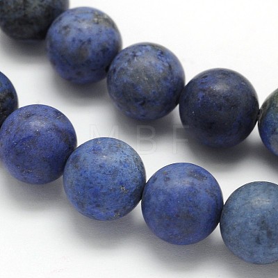 Frosted Round Natural Grade AA Sodalite Beads Strands G-N0166-68-8mm-1