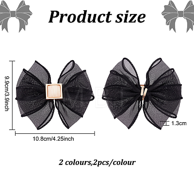 4Pcs 2 Colors Polyester Tulle Bowknot Shoe Decorations FIND-FG0002-53-1