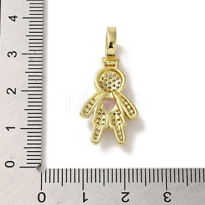 Rack Plating Brass Micro Pave Clear Cubic Zirconia Pendants KK-R158-02C-G-1