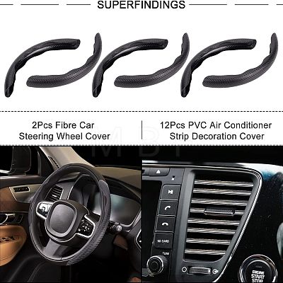 SUPERFINDINGS 2Pcs Fibre Car Steering Wheel Cover and 12Pcs PVC Air Conditioner Strip Decoration Cover AJEW-FH0002-40-1