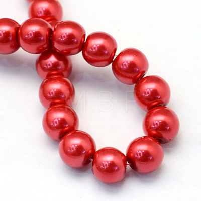 Baking Painted Pearlized Glass Pearl Round Bead Strands X-HY-Q330-8mm-74-1